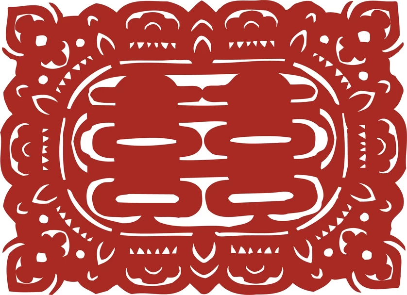 中国风中式传统喜庆民俗人物动物窗花剪纸插画边框AI矢量PNG素材【2765】
